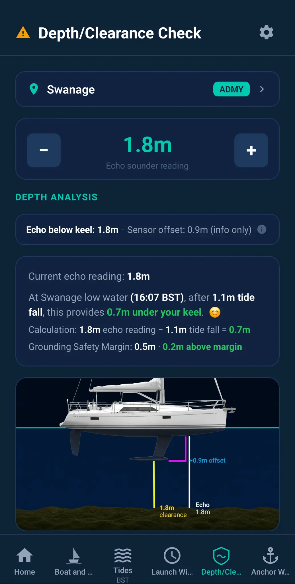 Depth and Clearance Check settings