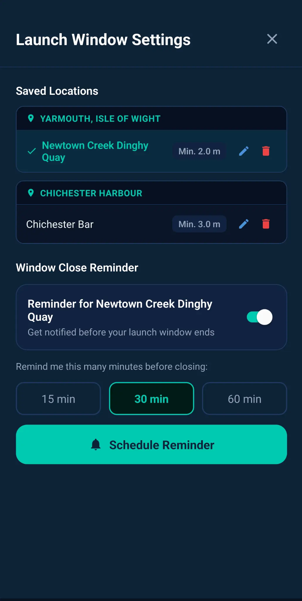 Launch Window settings