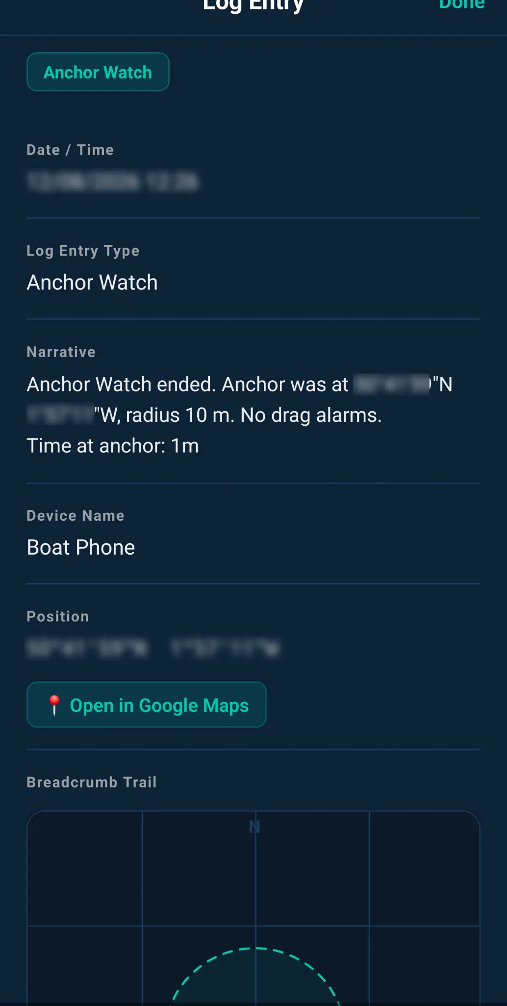 Boat Log detail
