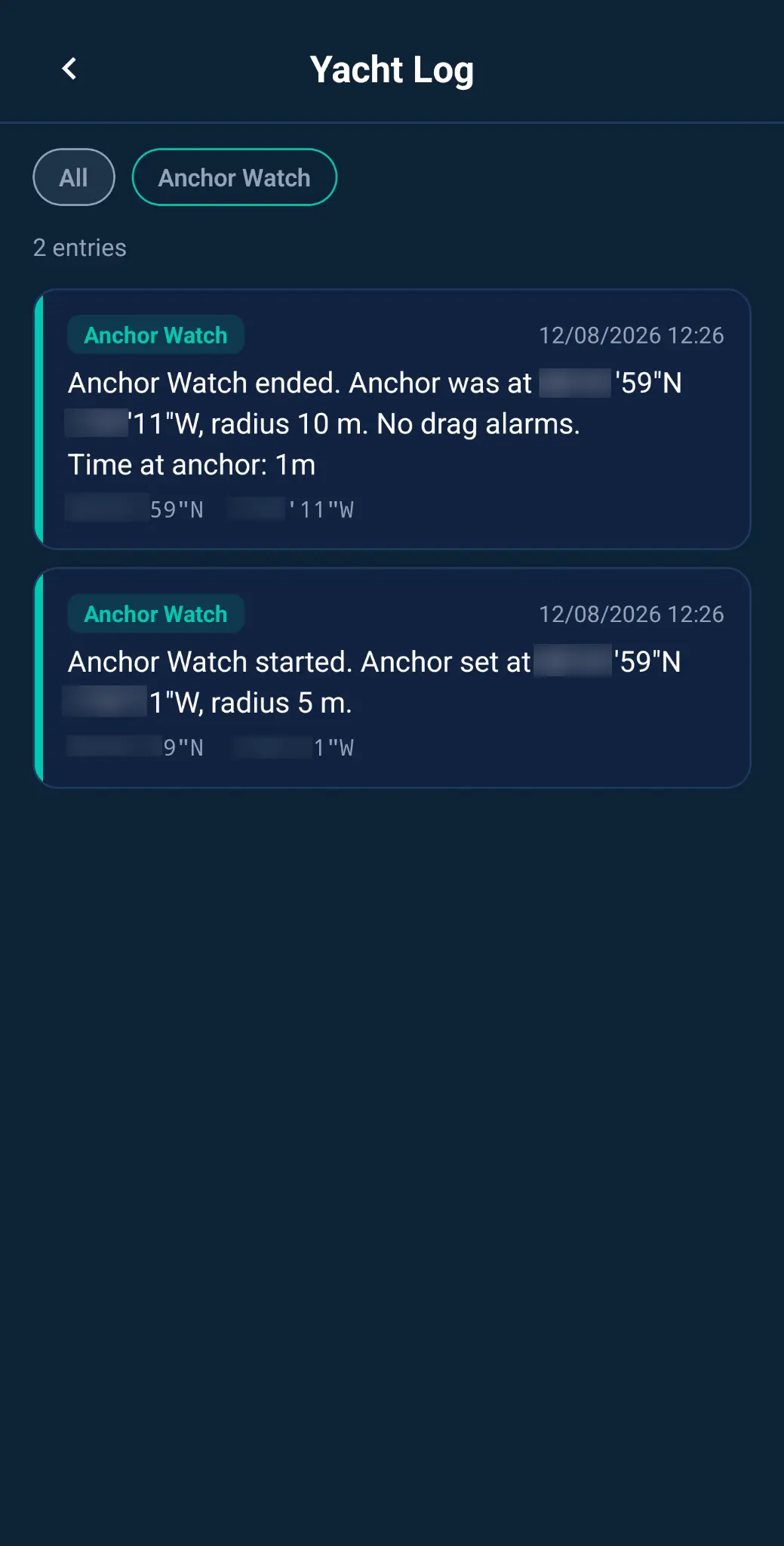 Boat Log list