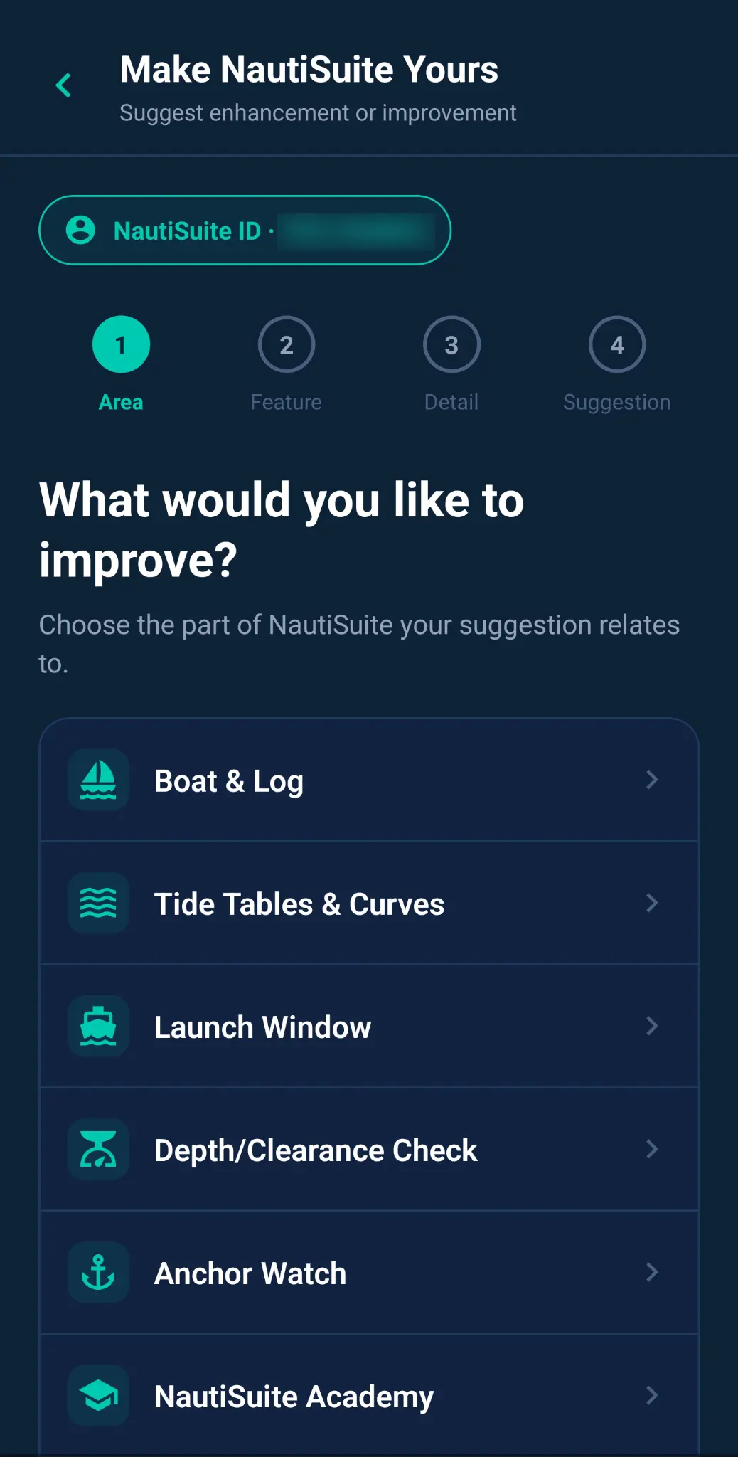 Make NautiSuite Yours feedback screen